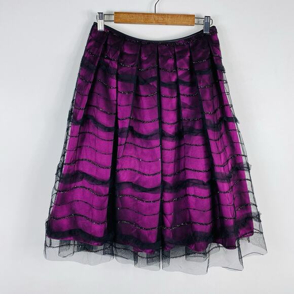 Adrianna Papell Size 4 Evening Essentials Tulle Sequin Skirt Purple Party Event - Picture 1 of 6